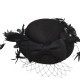 BLACK FRENCH BOW SMALL BOW HAT